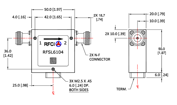 RFSL6104 20W N-F隔離器RFCI RFSL6104 20W N-F隔離器RFCI