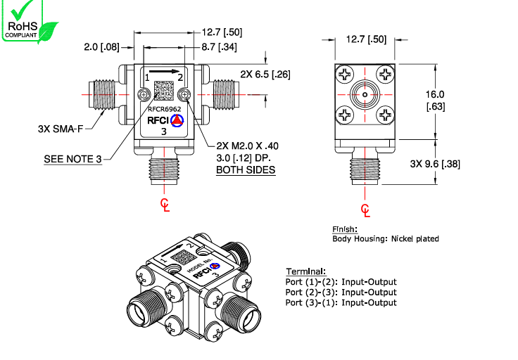 RFCR6962 SMA-F環(huán)行器RFCI